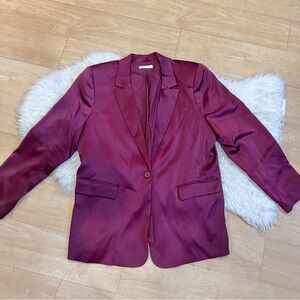 Women's Maroon Satin Blazer - Unbranded